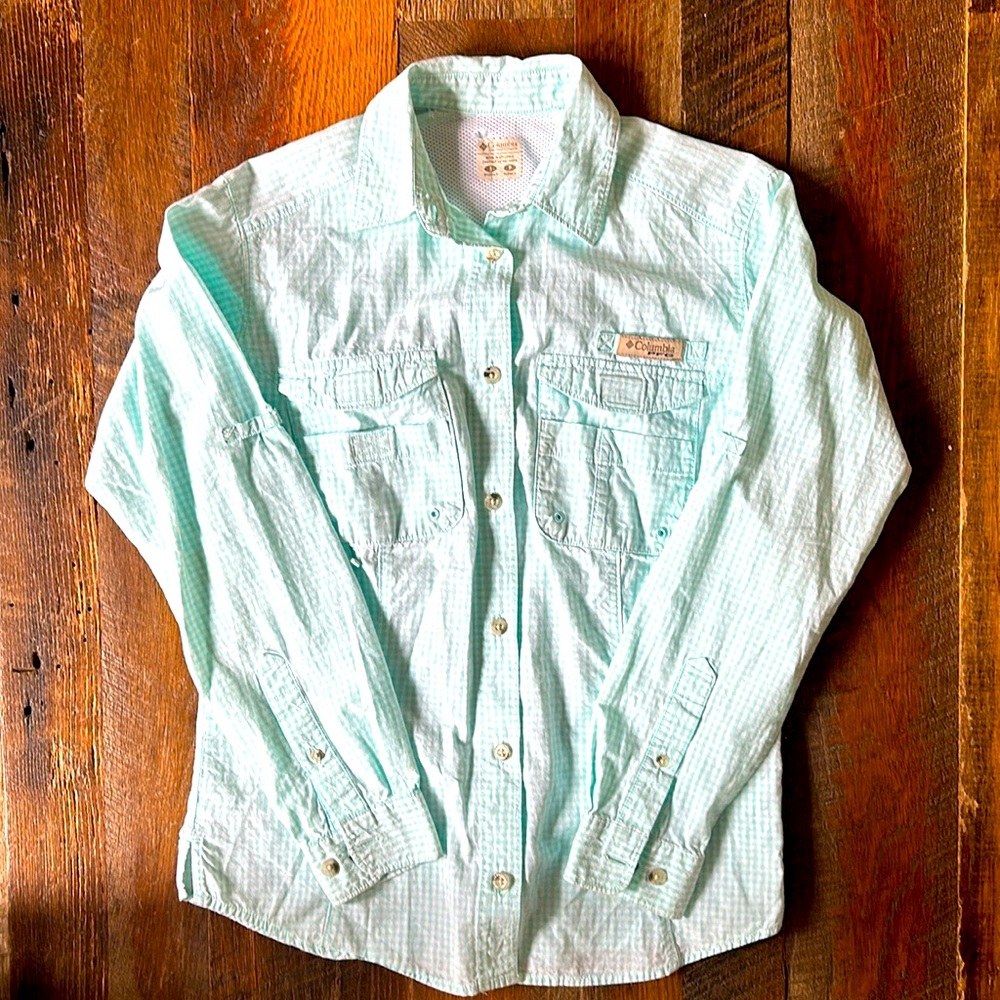 Columbia Light Aqua Button-Down Shirt